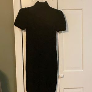 Black short sleeve turtleneck sweater dress